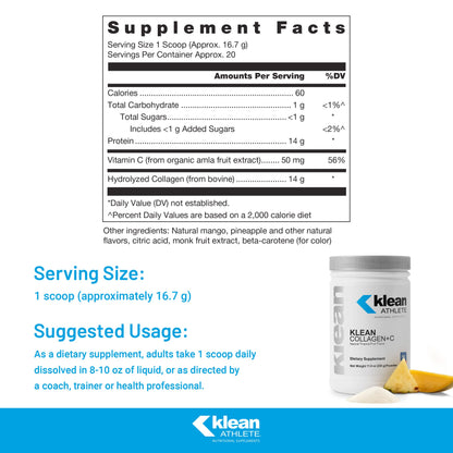 Klean Athlete Klean Collagen+C – Supports Musculoskeletal Health & Performance | 11.8 oz
