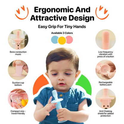 KLOUDYS Yellow Electric Toothbrush & Teether – 9–36 Months, BPA-Free