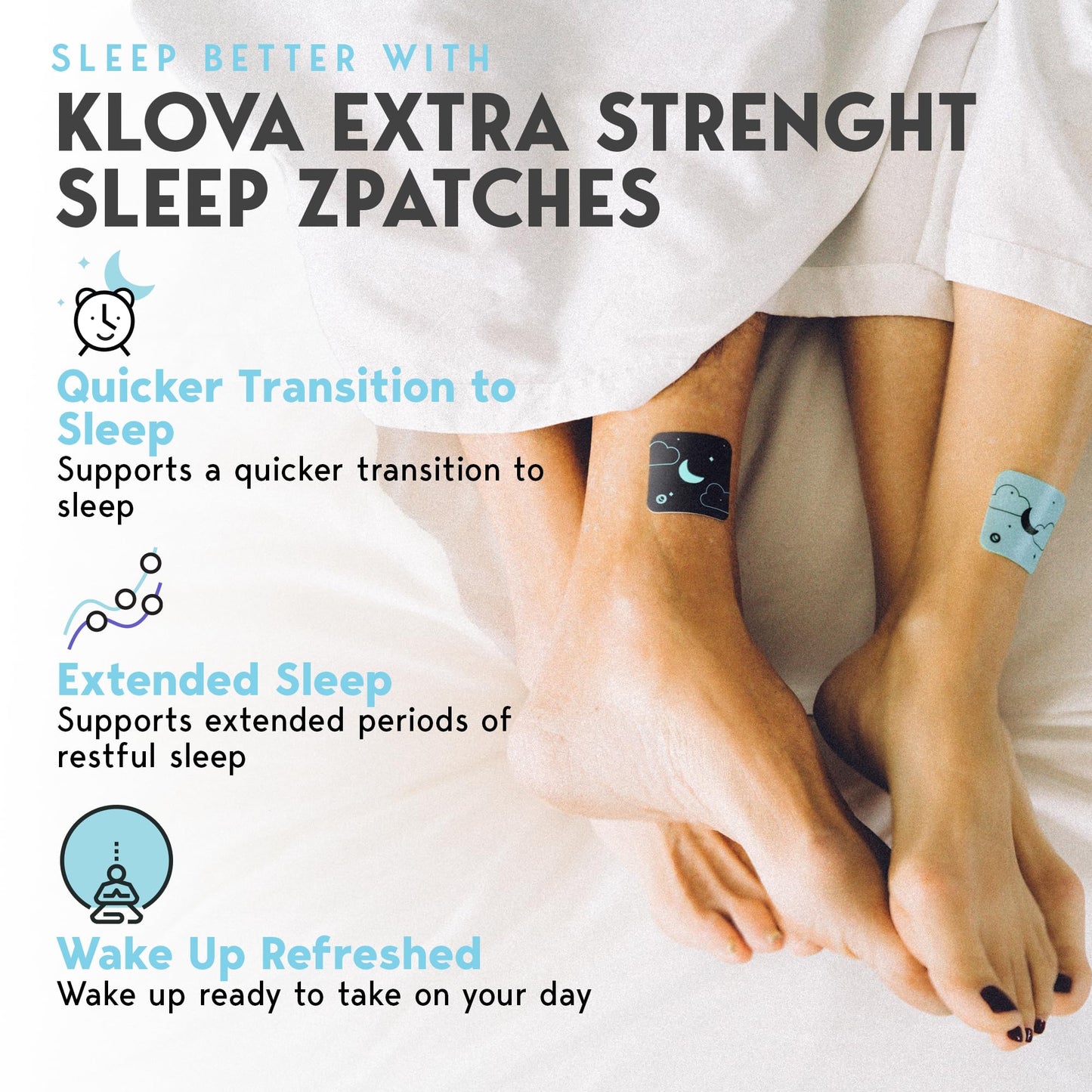 Klova Extra Strength Sleep Patches – 6mg Melatonin, Valerian & L-Theanine | 28 Patches