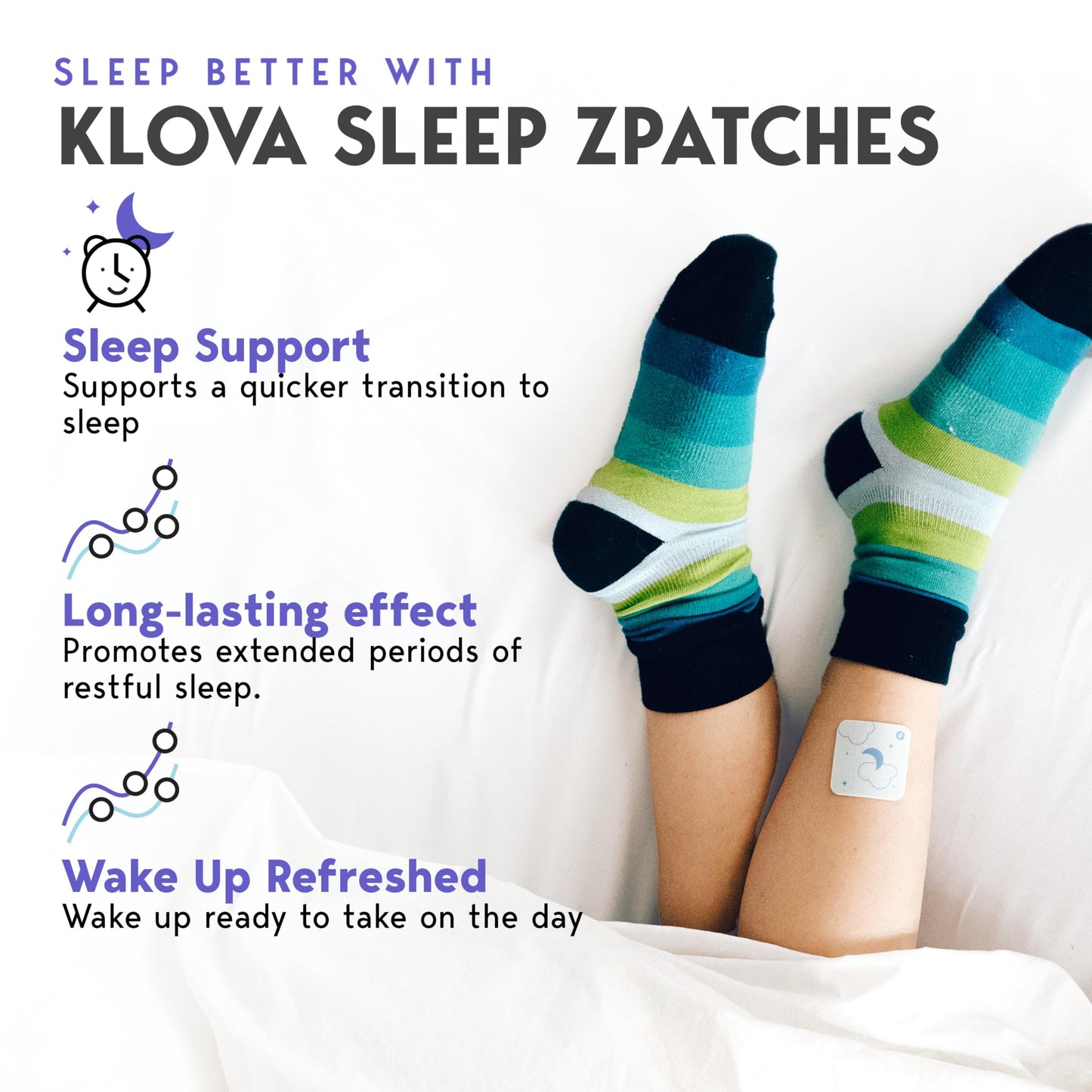 Klova ZSleep Patches for Adults | Natural Sleep Aid with Melatonin, Ashwagandha, Valerian, GABA & L-Theanine | 28 Sleep Patches