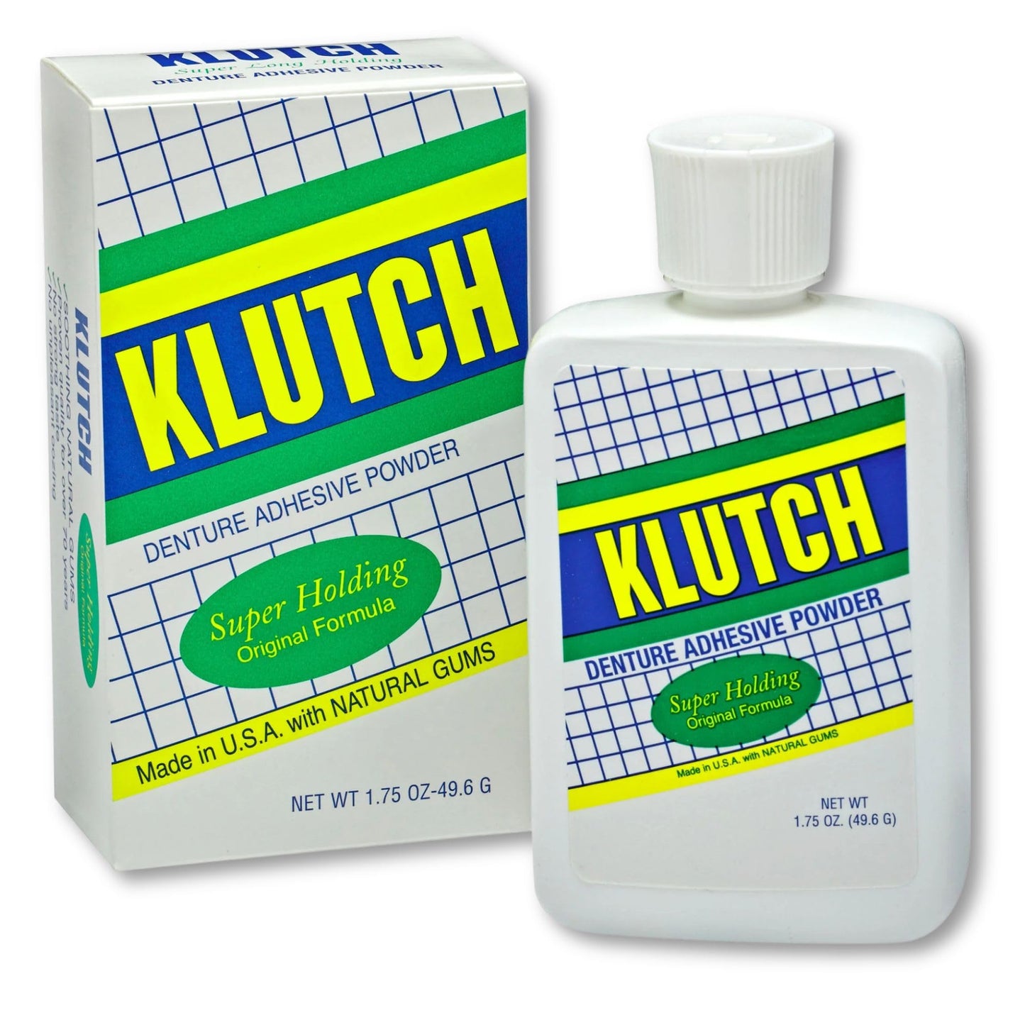 Klutch Denture Adhesive Powder 1.75 oz – Zinc-Free, Long-Lasting Hold
