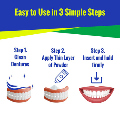Klutch Denture Adhesive Powder 1.75 oz – Zinc-Free, Long-Lasting Hold
