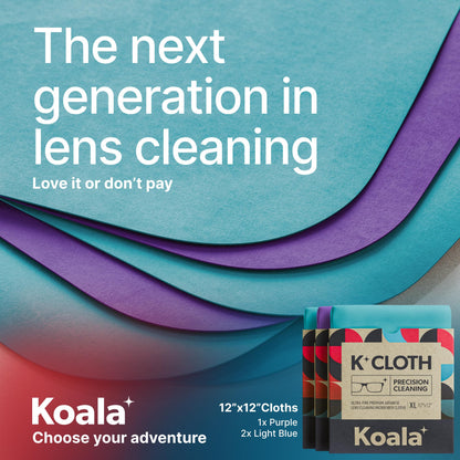 Koala Japanese Microfiber Lens Cleaning Cloth – Pack of 3 (Blue & Purple)
