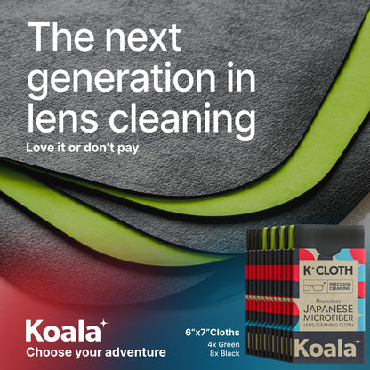 Koala Lens Cleaning Cloth – Japanese Microfiber (Black & Green) Pack of 12
