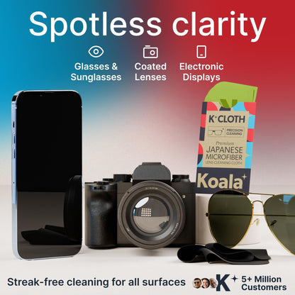 Koala Lens Cleaning Cloth - Japanese Microfiber (Black & Green, Pack of 6)