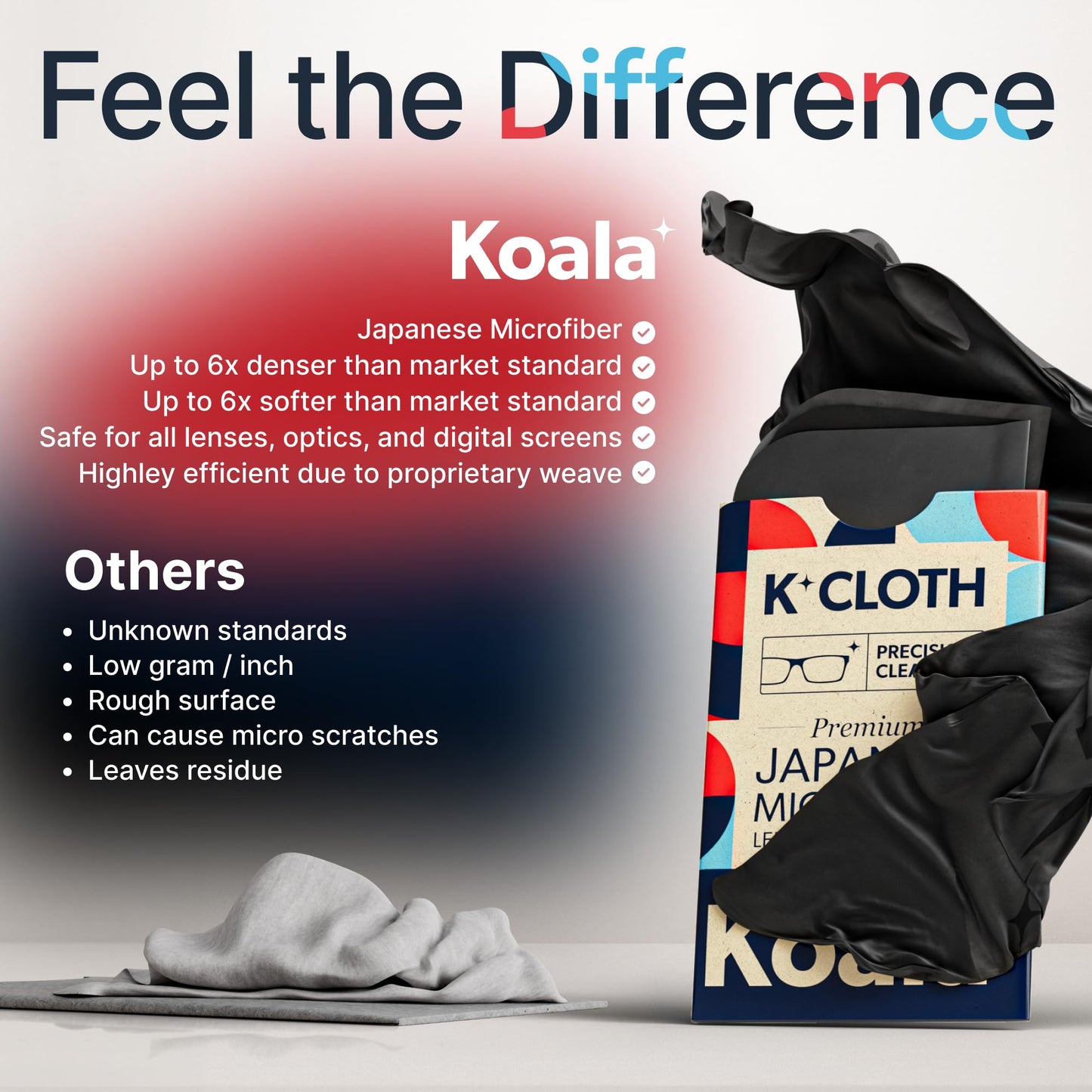 Koala Lens Cleaning Cloth - Japanese Microfiber (Black & Green, Pack of 6)