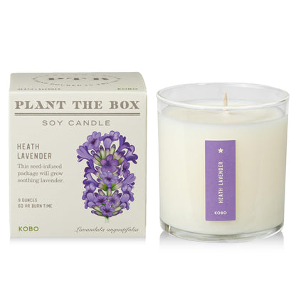 KOBO Heath Lavender Candle 9oz – Plantable Box, 60-Hour Burn, USA Hand-Poured