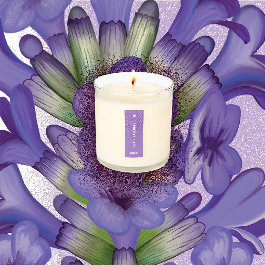 KOBO Heath Lavender Candle 9oz – Plantable Box, 60-Hour Burn, USA Hand-Poured