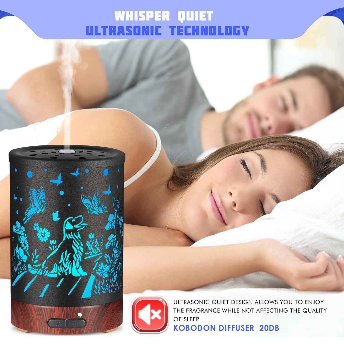 Essential Oils Diffuser | Aromatherapy Diffuser with 7-Color LED Lights | Auto-Off Humidifier