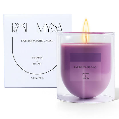 KOIMYSA Lavender Candle — Purple Soy Wax Aromatherapy in Artistic Glass Jar