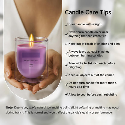 KOIMYSA Lavender Candle — Purple Soy Wax Aromatherapy in Artistic Glass Jar