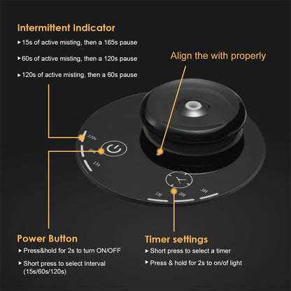 KONCHILE Waterless Essential Oil Diffuser - 7-Color LED, Battery Powered Mini Aromatherapy Diffuser for Home, Car, Office (Black)