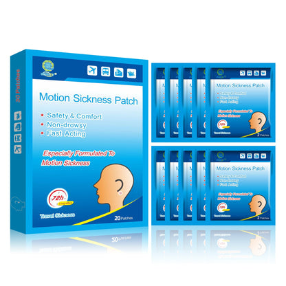 KONGDY 20-Count Motion Sickness Patches — Non-Drowsy Travel Comfort for Cruise, Car, and Air Travel