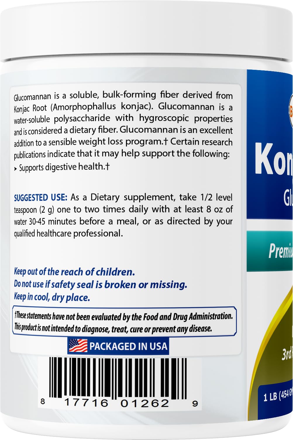 Best Naturals Konjac Glucomannan 2000mg per Serving - 2x1lb Packs