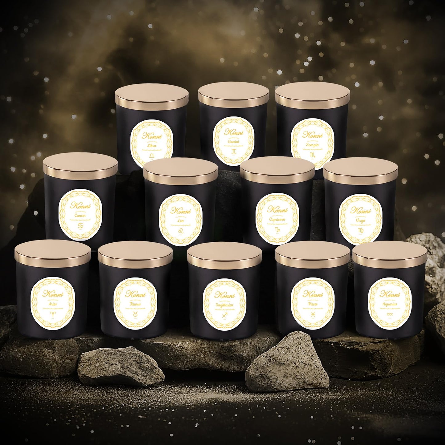 KONNI Aquarius Zodiac Candle – 7 oz Soy Wax, Pine & Cypress | Astrology Gift