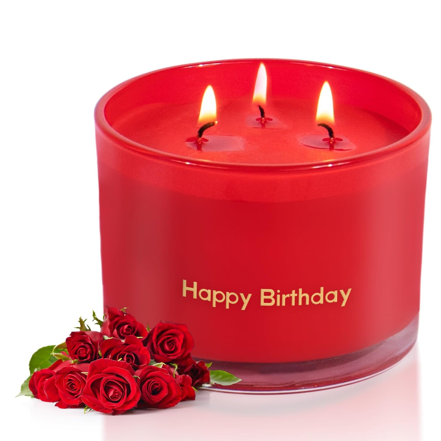 KONNI Red Rose Scented Candles | 3-Wick Soy Jar Candle 12.35oz