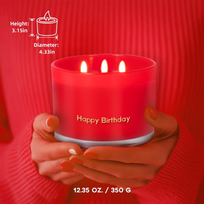 KONNI Red Rose Scented Candles | 3-Wick Soy Jar Candle 12.35oz