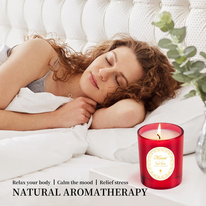 KONNI Scented Candles - Red Rose Soy Candle, 7 oz Jar, 40h Burn Time