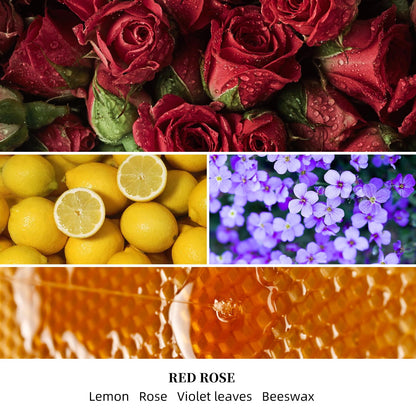 KONNI Scented Candles - Red Rose Soy Candle, 7 oz Jar, 40h Burn Time
