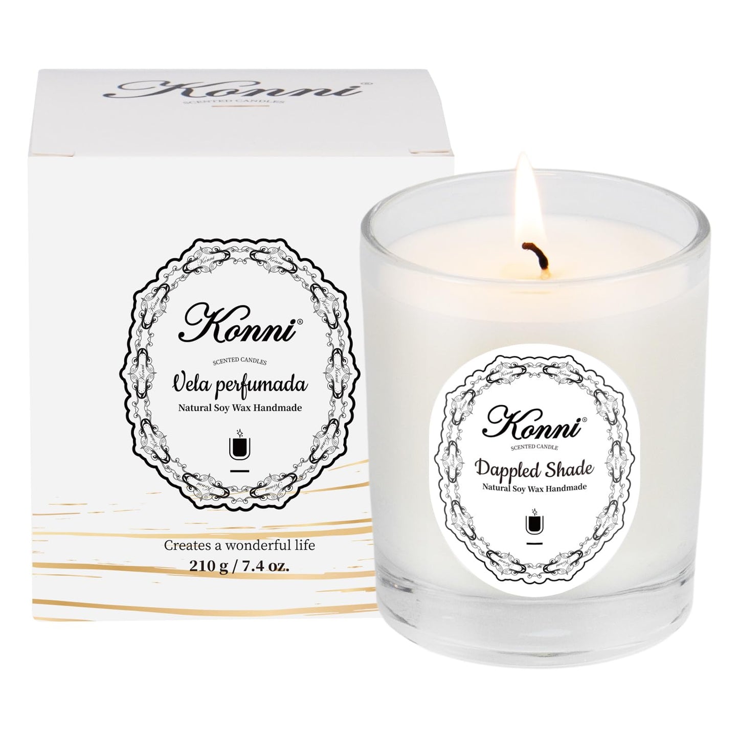 KONNI Scented Candles – 7.4oz Jar Soy Wax Candle, Aromatherapy, 40H Burn Time, Dappled Shade Gift