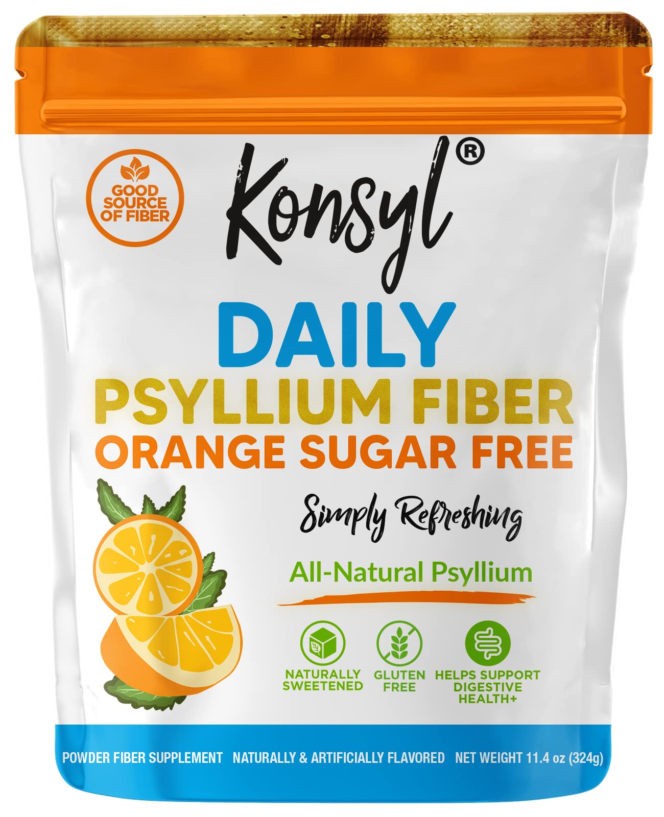 Konsyl Daily Psyllium Fiber Orange Sugar Free – Fiber Supplement