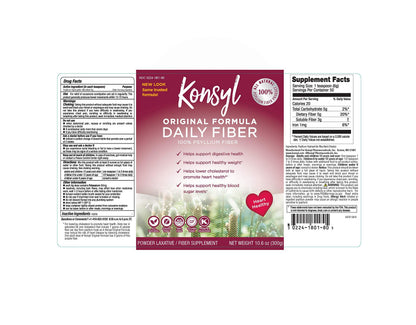 KONSYL PHARMACEUTICALS Original Formula 100% Psyllium Fiber – 10.6 oz Powder