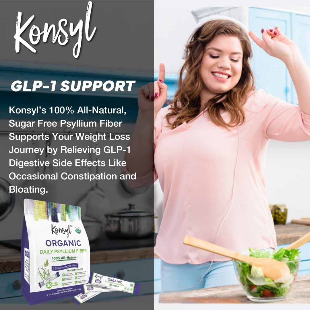 Konsyl Organic Daily Psyllium Fiber Stick Packs – 30 Packets