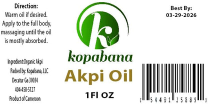 KOPABANA Akpi Oil | Ndjansan Ricinodendron heudelotii | Cold Pressed Organic Oil 1oz