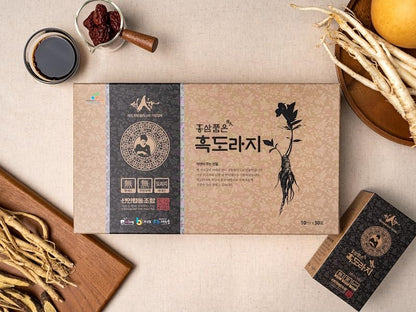 Premium Korean Black Balloon Flower & Red Ginseng Extract Sticks – 9x Steamed, 10ml x30, No Preservatives