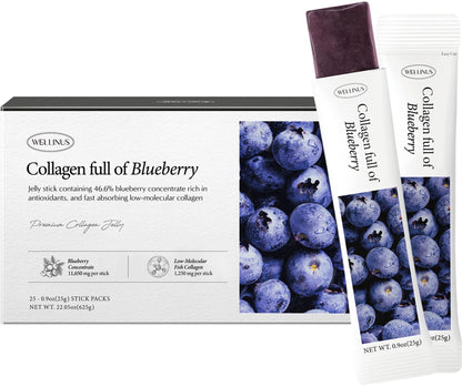Korean Marine Collagen Jelly Sticks – Blueberry, Sugar-Free Travel Packs for Hair & Nails