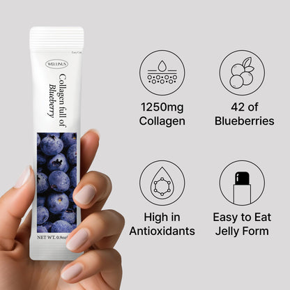 Korean Marine Collagen Jelly Sticks – Blueberry, Sugar-Free Travel Packs for Hair & Nails