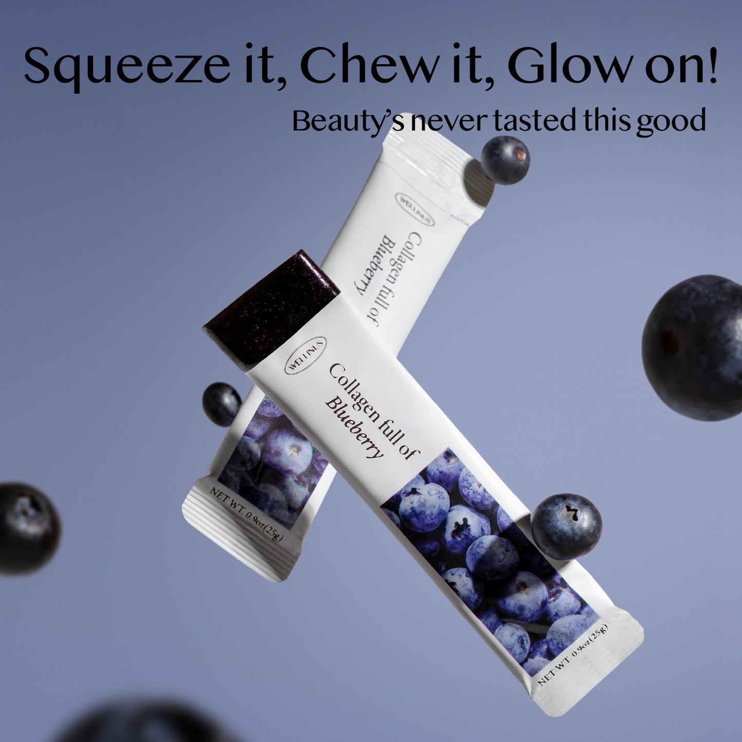 Korean Marine Collagen Jelly Sticks – Blueberry, Sugar-Free Travel Packs for Hair & Nails