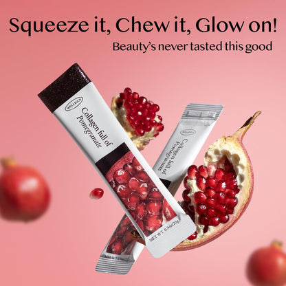 Korean Marine Collagen Jelly Sticks – Pomegranate Flavor, Sugar-Free Travel Packs for Hair & Nails