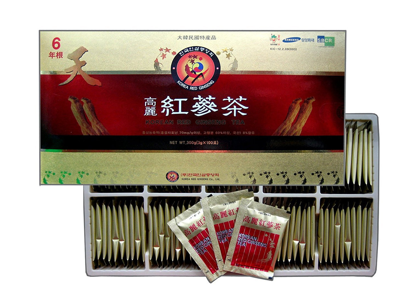 Korean Red Ginseng Instant Tea Powder – 6-Year-Old Ginseng Granules, 3 g × 100 Sticks