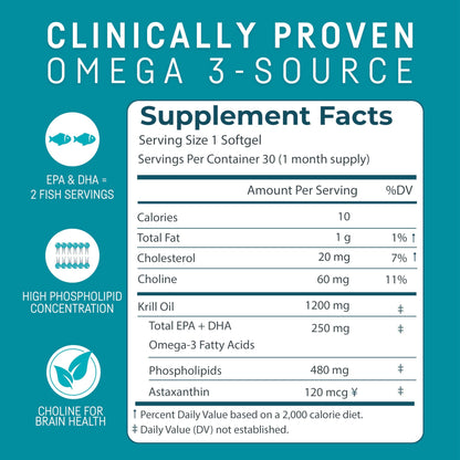 Kori Krill Oil Omega-3 Supplement | Antarctic Krill Oil with Superior Absorption | 1200mg Softgels | EPA & DHA