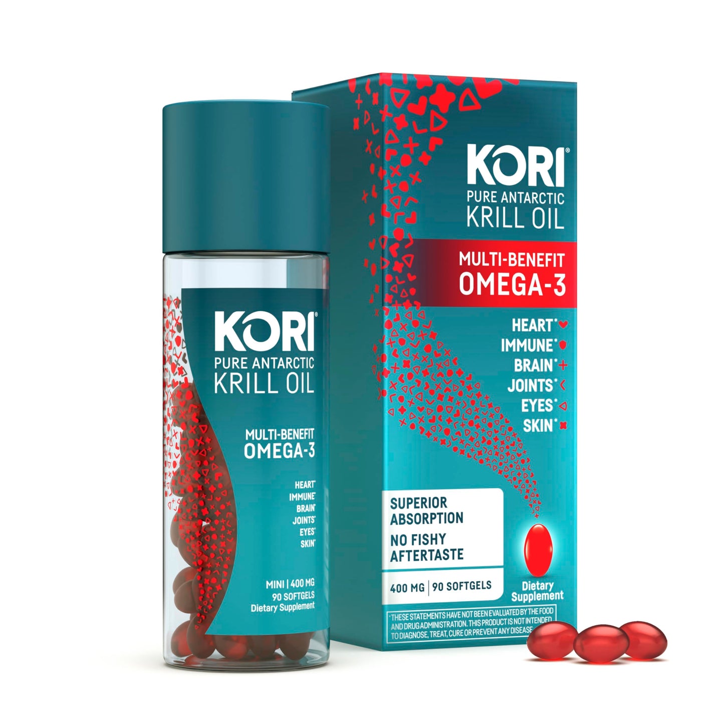 Kori Krill Oil Omega-3 Softgels 400 mg | EPA & DHA, 90 Softgels
