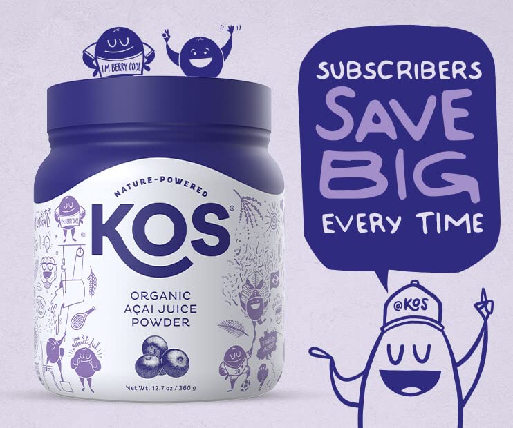 KOS Organic Acai Juice Powder – USDA Organic, Plant Based Superfood Antioxidants, 120 Servings