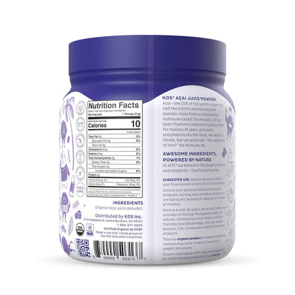 KOS Organic Acai Juice Powder – USDA Organic, Plant Based Superfood Antioxidants, 120 Servings