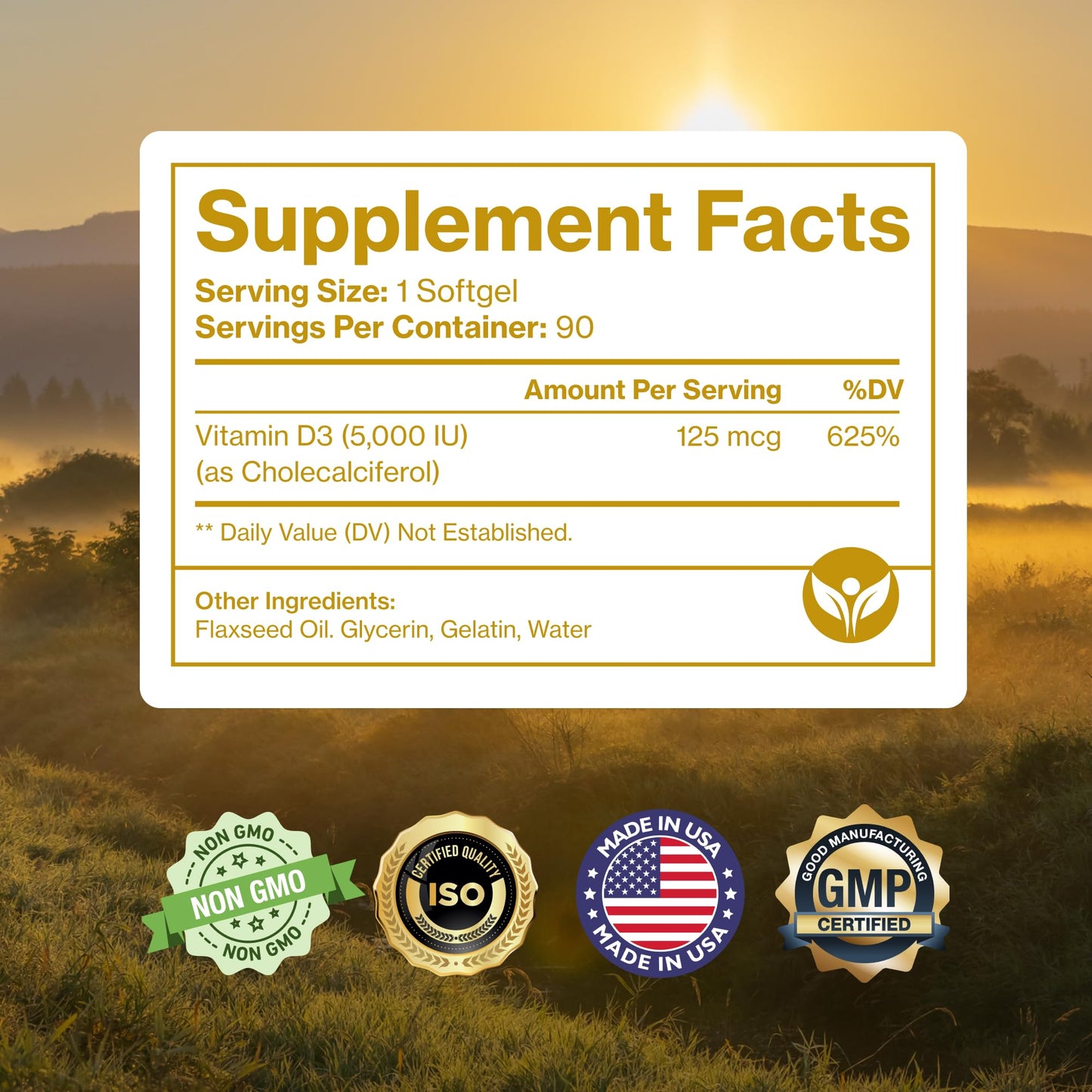 Pure D3 5000 IU Vitamin D3 - 90 Mini Softgels | Immune & Bone Health