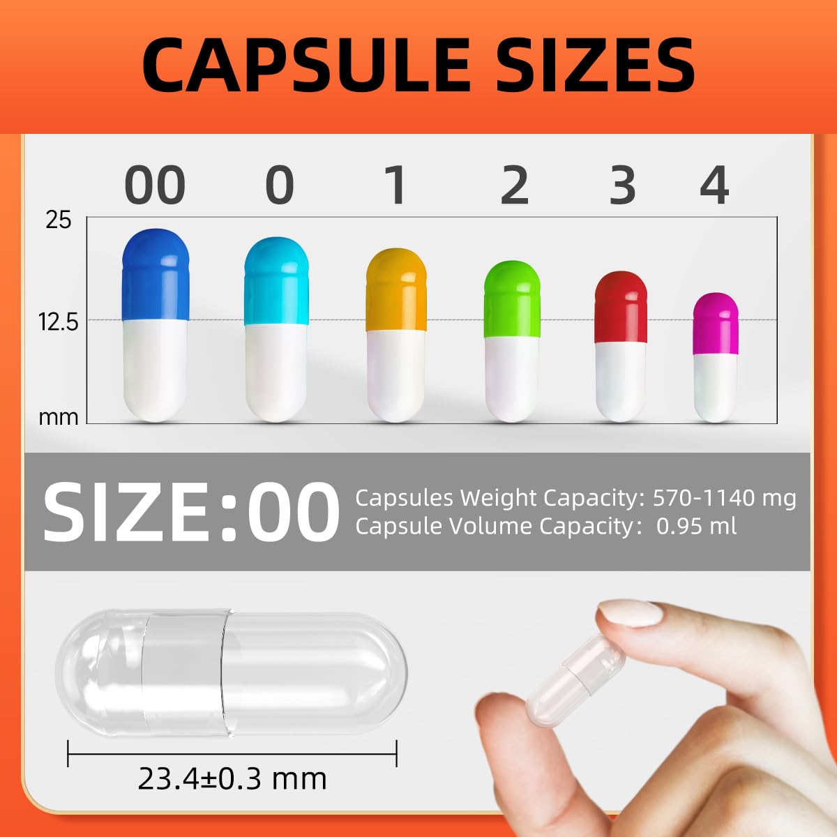 Vegan Empty Capsule Size 00 – Separated, 1000 Count | CAPSLogist