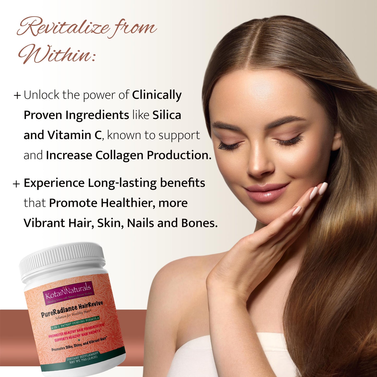 KotaiNNaturals PureRadiance Hair Revive Powder - Hair Growth & Collagen Support