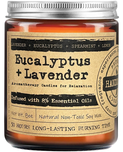 KOTKAS Lavender Eucalyptus Scented Candle – 8oz Natural Soy, Aromatherapy