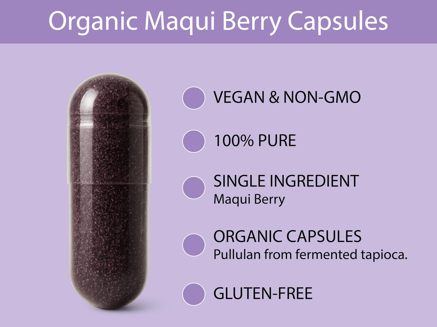KOYAH Organic Maqui Berry Capsules – Freeze-Dried, 600 mg, 60 Capsules | Vegan, Gluten-Free, Non-GMO