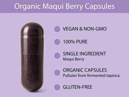 KOYAH Organic Maqui Berry Capsules – Freeze-Dried, 600 mg, 60 Capsules | Vegan, Gluten-Free, Non-GMO