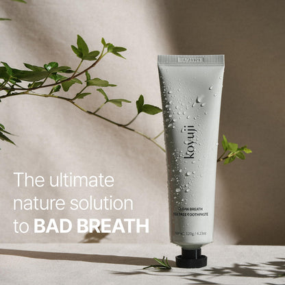 Koyuji Clean Breath Tea Tree Toothpaste - Fluoride Free, SLS Free, Foamless, Vegan | Natural Breath Care