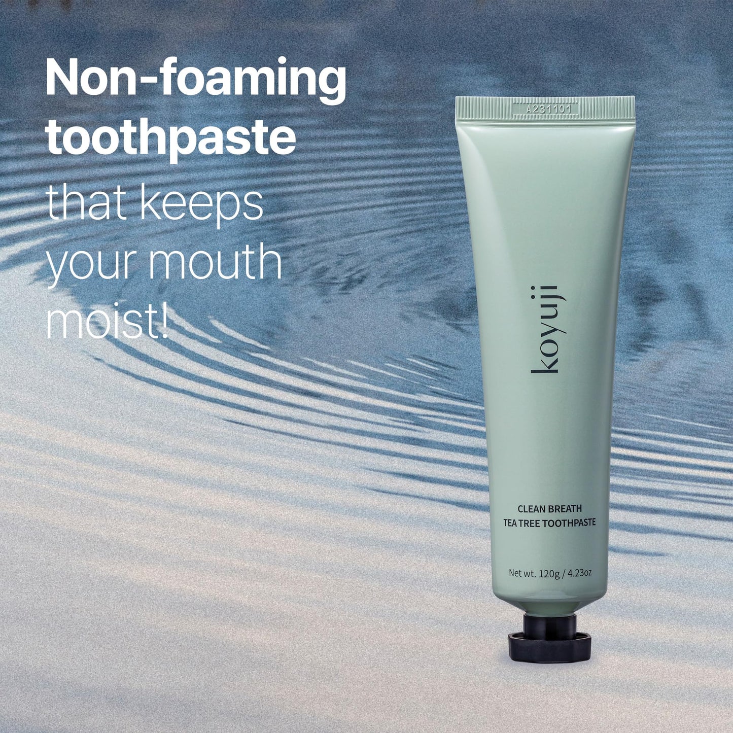 Koyuji Clean Breath Tea Tree Toothpaste - Fluoride Free, SLS Free, Foamless, Vegan | Natural Breath Care