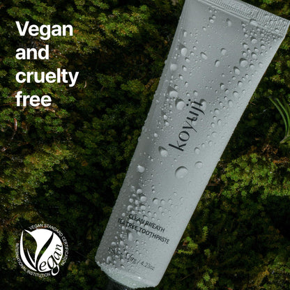 Koyuji Clean Breath Tea Tree Toothpaste - Fluoride Free, SLS Free, Foamless, Vegan | Natural Breath Care