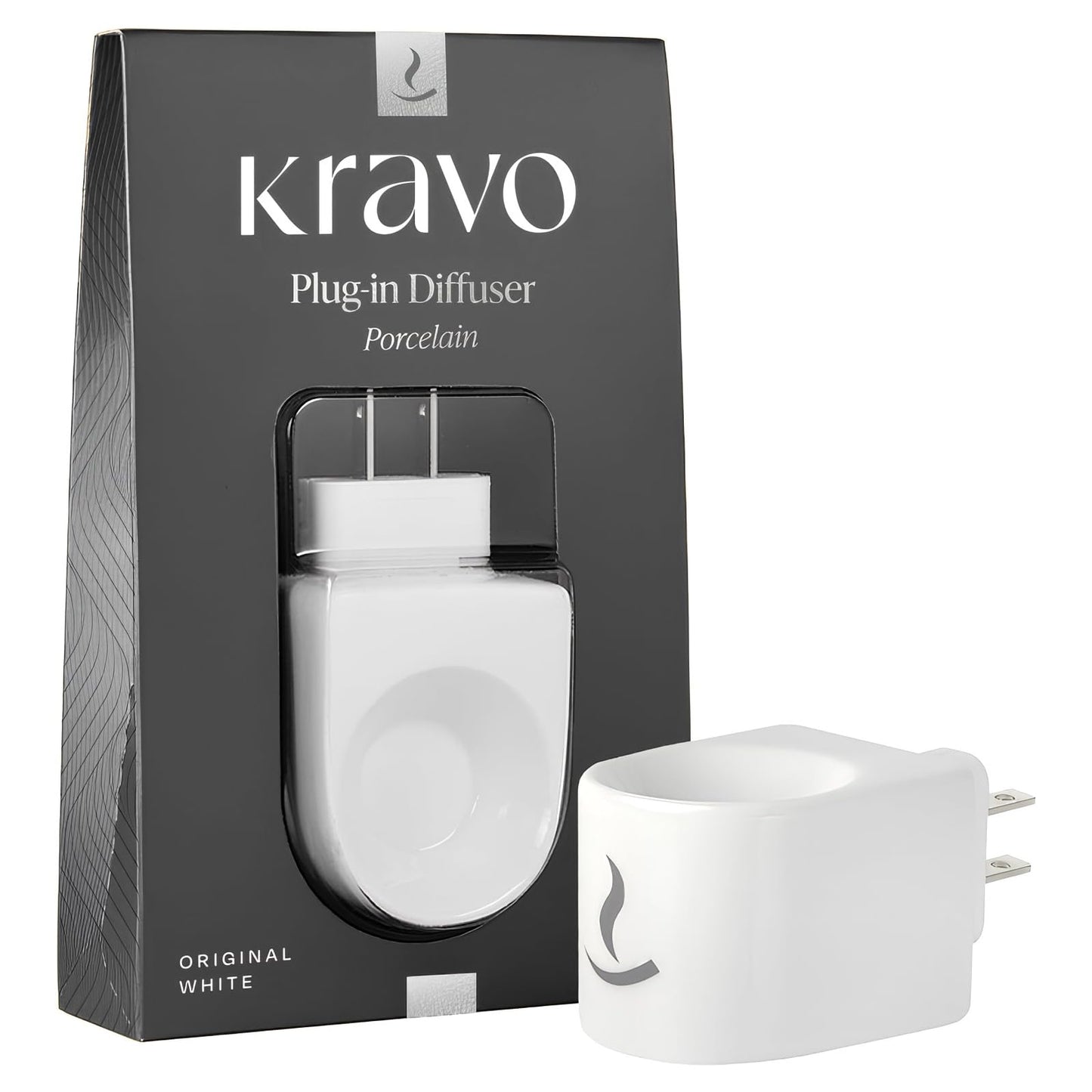 Kravo Porcelain Essential Oil Diffuser – Original White | Plug-in Aromatherapy Diffuser