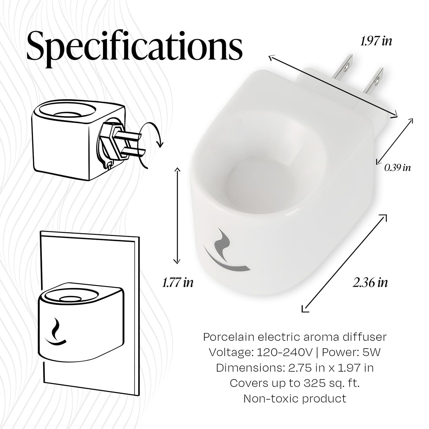Kravo Porcelain Essential Oil Diffuser – Original White | Plug-in Aromatherapy Diffuser