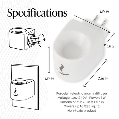 Kravo Porcelain Essential Oil Diffuser – Original White | Plug-in Aromatherapy Diffuser